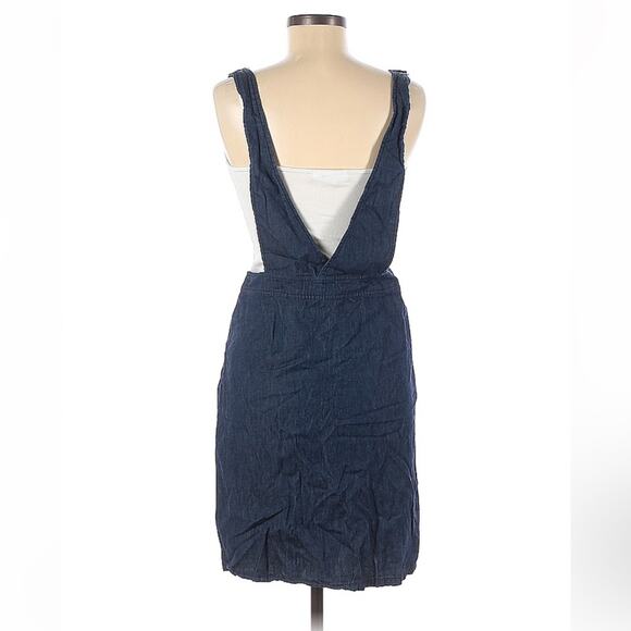 Rolling Peach denim jean overall jumper dress, size med - Picture 2 of 8
